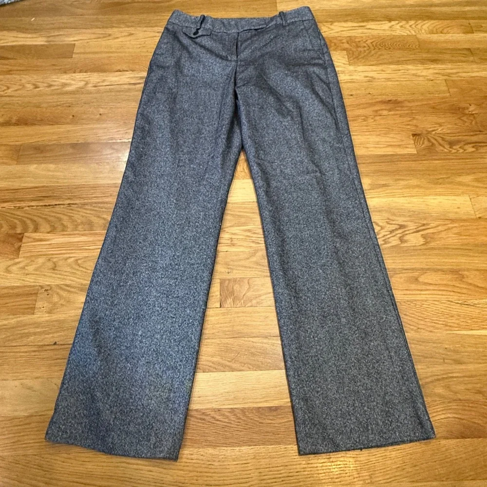 Talbots Grey Wool Blend Tweed Wide Leg Trousers Pants Size 6